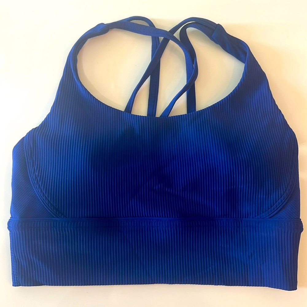 Lululemon Energy Bra Long Line Ribbed *Medium Support, B–D Cup, Regatta Blue, 6